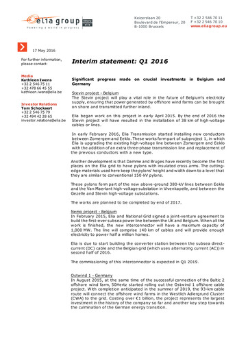 Thumbnail Elia Group Quarterly Report 2016-q1