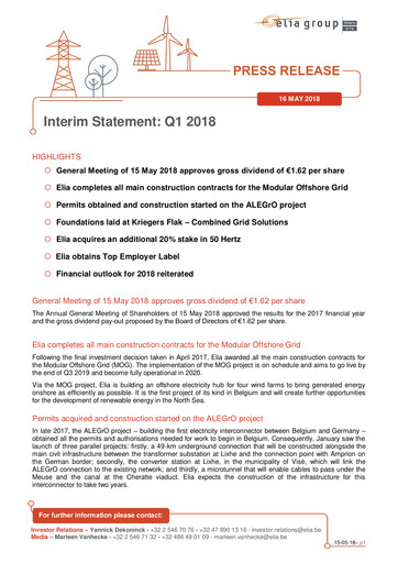 Thumbnail Elia Group Quarterly Report 2018-q1