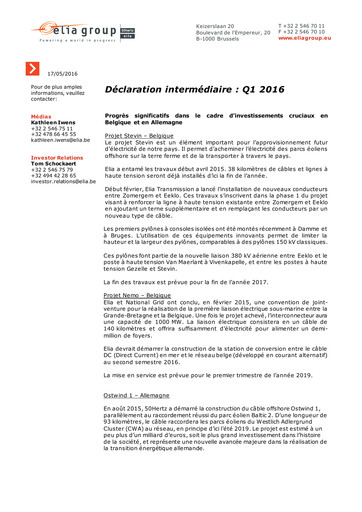 Thumbnail Elia Group Quarterly Report 2016-q1