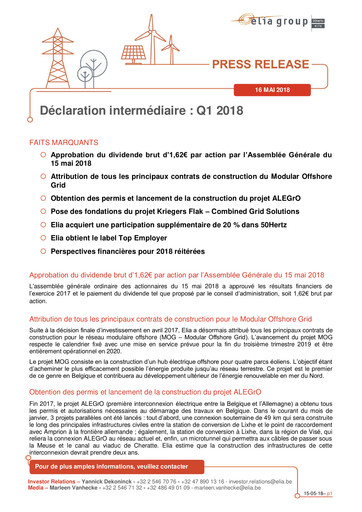 Thumbnail Elia Group Quarterly Report 2018-q1