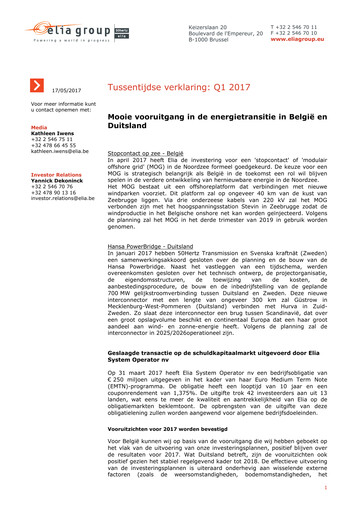 Thumbnail Elia Group Quarterly Report 2017-q1