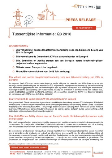 Thumbnail Elia Group Quarterly Report 2018-q3