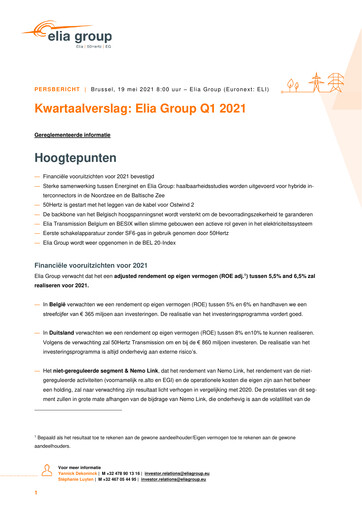 Thumbnail Elia Group Quarterly Report 2021-q1