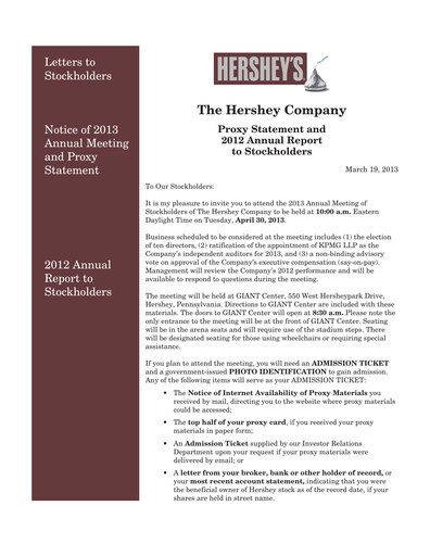 Vorschaubild The Hershey Company Jahresbericht 2012