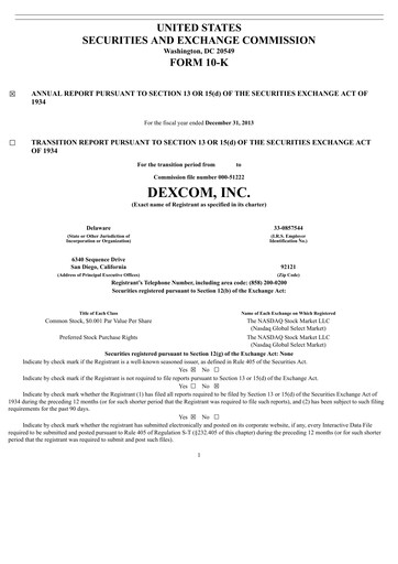 Miniature DexCom Rapport annuel 2013