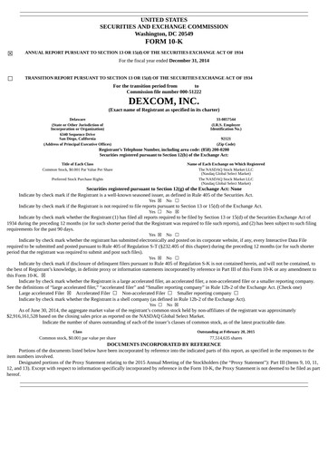 Miniature DexCom Rapport annuel 2014