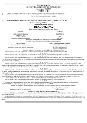 Miniature DexCom Rapport annuel 2016