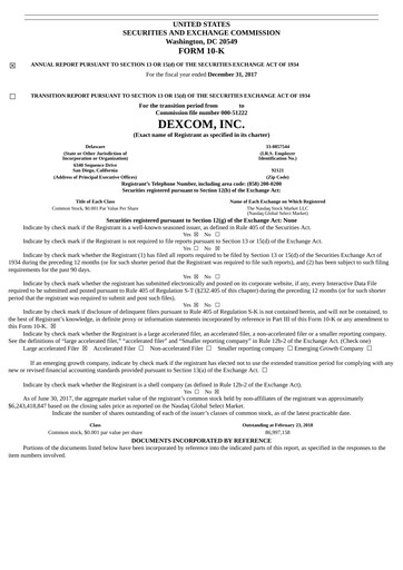 Miniature DexCom Rapport annuel 2017