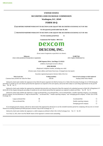 Vorschaubild DexCom Quartalsbericht 2021-q2
