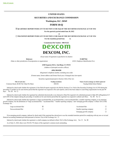 Vorschaubild DexCom Quartalsbericht 2022-q2