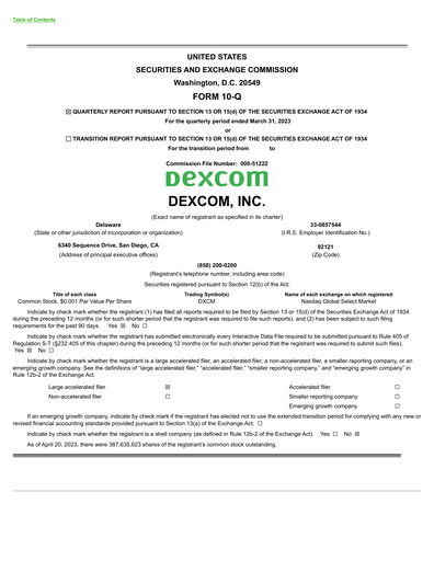 Thumbnail DexCom Quarterly Report 2023-q1