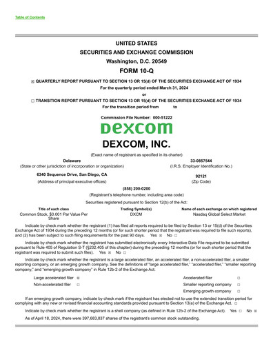 Vorschaubild DexCom Quartalsbericht 2024-q1