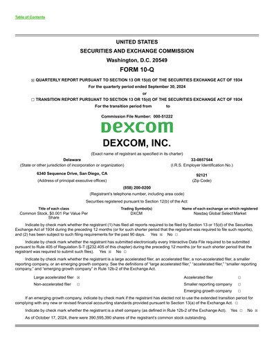 Vorschaubild DexCom Quartalsbericht 2024-q3