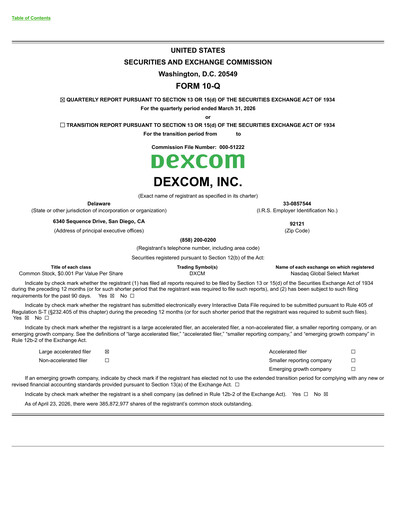 Thumbnail DexCom Quarterly Report 2026-q1