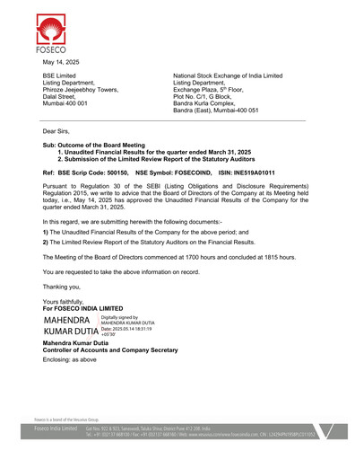 Thumbnail Foseco India
 Quarterly Report 2025-q1