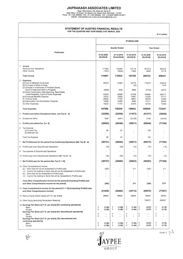 Vorschaubild Jaypee Group
 Finanzmitteilung 2019-2020