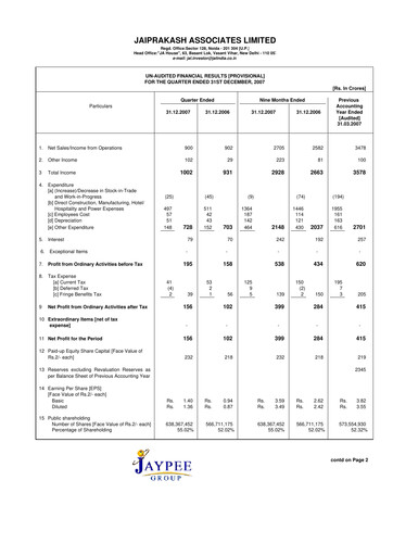 Vorschaubild Jaypee Group
 Quartalsbericht 2007-q3