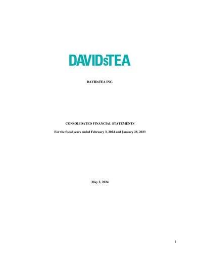 Thumbnail DAVIDsTEA Financial Statement fy2024