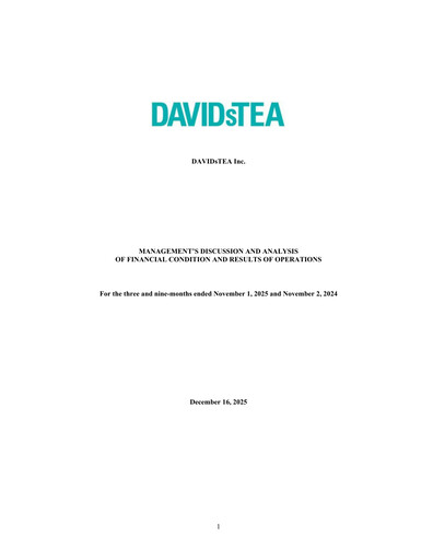 Thumbnail DAVIDsTEA Quarterly Report fy2025-q3