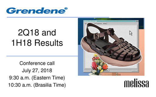 Miniature Grendene Rapport trimestriel 2018-q2