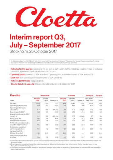 Vorschaubild Cloetta Quartalsbericht 2017-q3