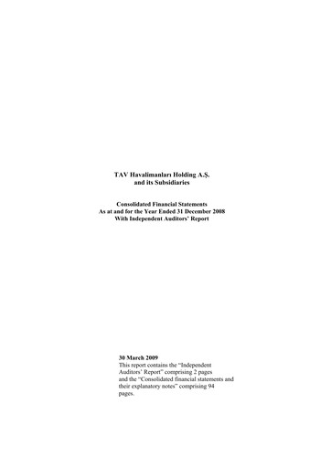 Thumbnail TAV Airports Holding Financial Statement 2008