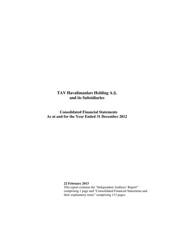 Thumbnail TAV Airports Holding Financial Statement 2012