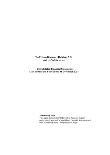 Thumbnail TAV Airports Holding Financial Statement 2014