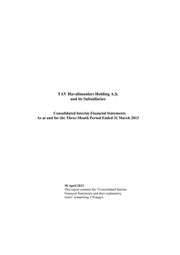 Thumbnail TAV Airports Holding Quarterly Report 2013-q1