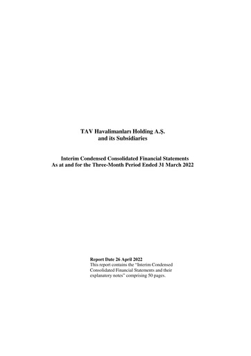 Thumbnail TAV Airports Holding Quarterly Report 2022-q1