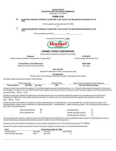 Thumbnail Hormel Foods Quarterly Report 2026-q2