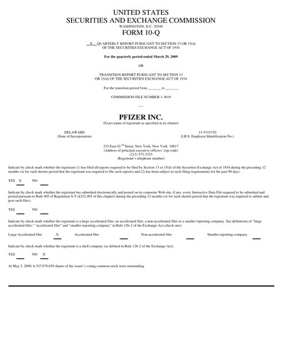 Thumbnail Pfizer Quarterly Report 2009-q1