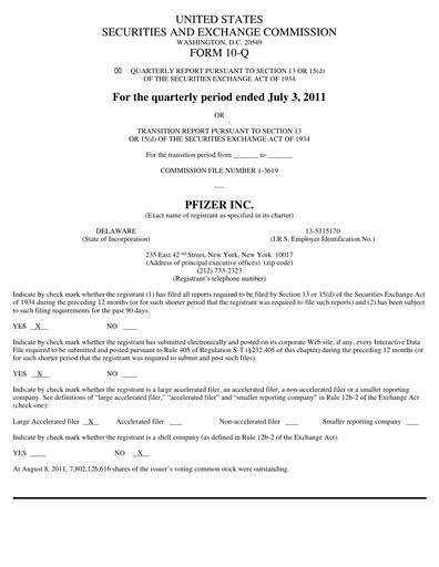 Thumbnail Pfizer Quarterly Report 2011-q2