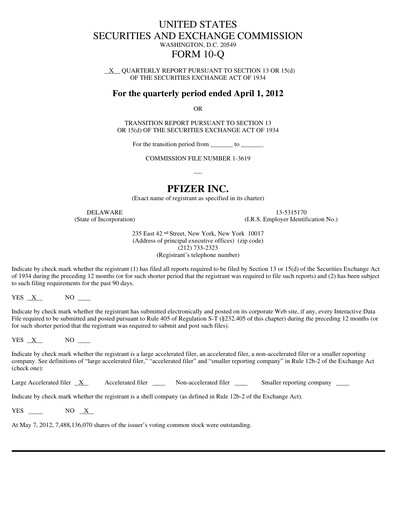 Thumbnail Pfizer Quarterly Report 2012-q1