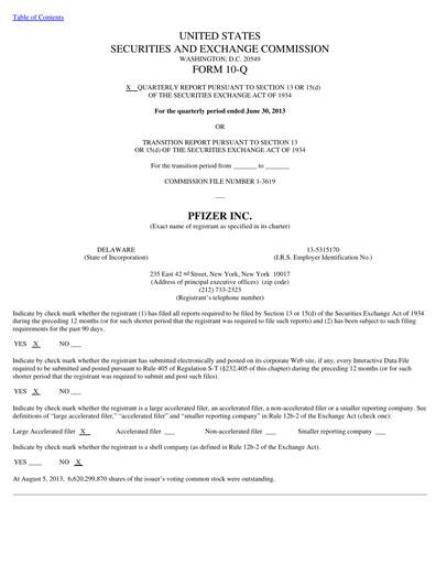 Thumbnail Pfizer Quarterly Report 2013-q2