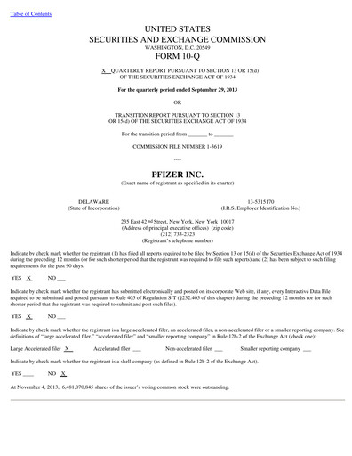 Thumbnail Pfizer Quarterly Report 2013-q3