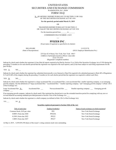 Thumbnail Pfizer Quarterly Report 2019-q1