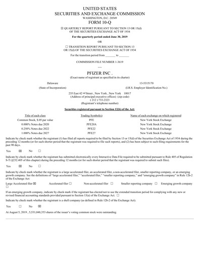Thumbnail Pfizer Quarterly Report 2019-q2