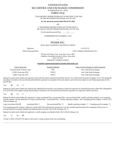 Thumbnail Pfizer Quarterly Report 2020-q1