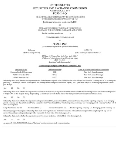 Thumbnail Pfizer Quarterly Report 2020-q2