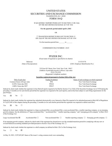 Thumbnail Pfizer Quarterly Report 2021-q1