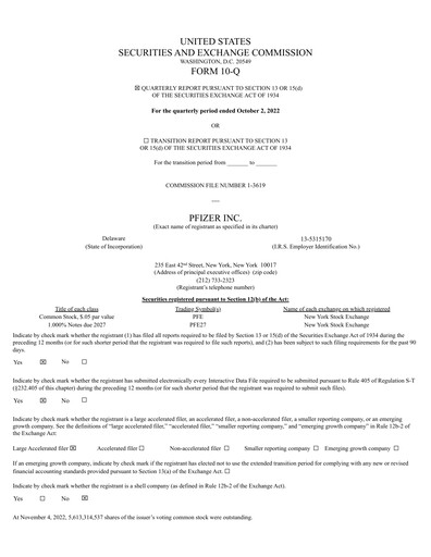 Thumbnail Pfizer Quarterly Report 2022-q3