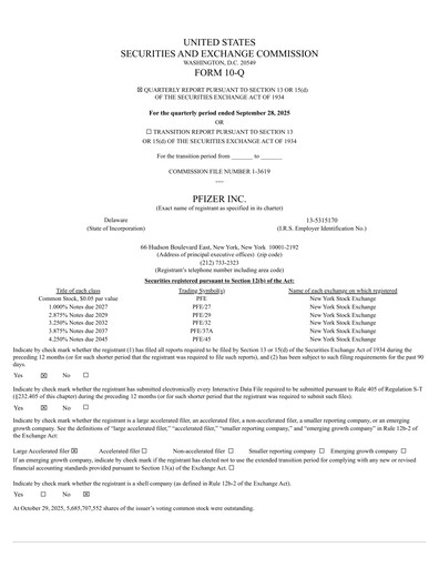 Thumbnail Pfizer Quarterly Report 2025-q3