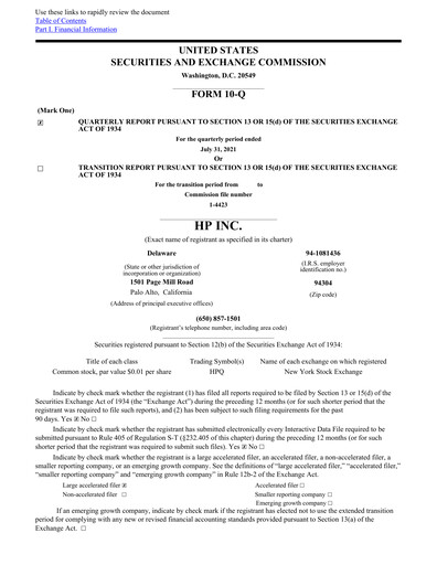 Thumbnail HP Quarterly Report 2021-q3
