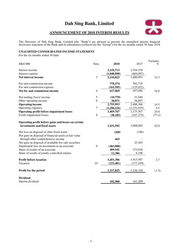 Thumbnail Dah Sing Financial Half-year Report 2018-h1