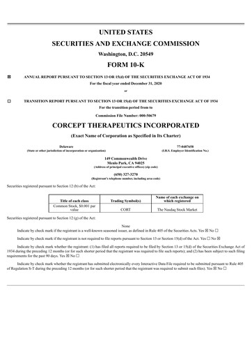 Thumbnail Corcept Therapeutics
 Annual Report 2020