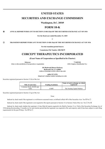 Thumbnail Corcept Therapeutics
 Annual Report 2025