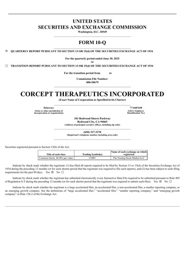 Thumbnail Corcept Therapeutics
 Quarterly Report 2025-q2