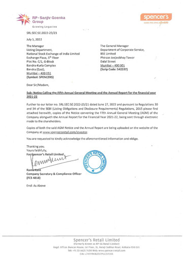 Thumbnail Spencer's Retail
 Annual Report 2021-2022