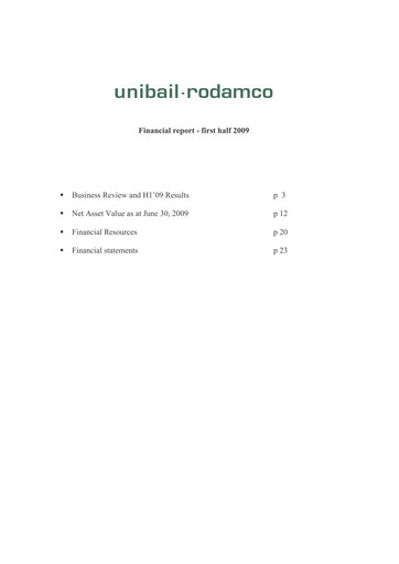 Vorschaubild Unibail-Rodamco-Westfield Halbjahresbericht 2009-h1